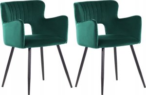 Beliani Zestaw 2 krzeseł do jadalni welurowe szmaragdowa zieleń SANILAC 6
