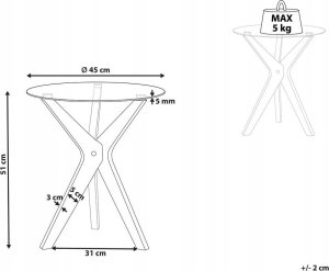 Beliani Stolik pomocniczy szklany jasne drewno VALLEY 9