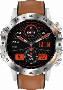 Smartwatch Gravity Zegarek męski SMARTWATCH GRAVITY ASTON GT9-8 srebrny/brązowy skórzano-gumowy 3