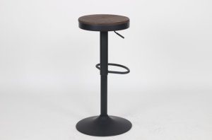 King Home Krzesło barowe VOLT regulowane czarne / ciemny wiąz 2