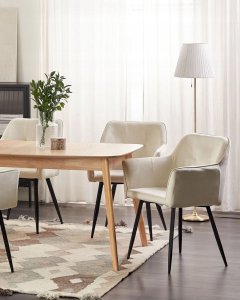 Beliani Welur Krzesło do jadalni Zestaw 2 Kremowy JASMIN 11