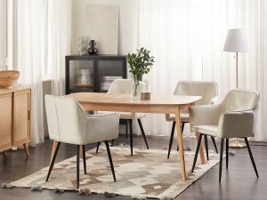 Beliani Welur Krzesło do jadalni Zestaw 2 Kremowy JASMIN 6