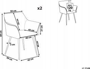 Beliani Welur Krzesło do jadalni Zestaw 2 Kremowy JASMIN 7