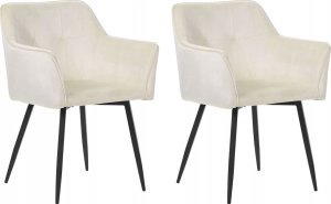 Beliani Welur Krzesło do jadalni Zestaw 2 Kremowy JASMIN 10