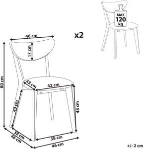 Beliani Zestaw 2 krzeseł do jadalni drewniany jasny z szarym ERIE 10