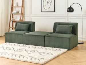 Beliani Moduł 1-osobowy sztruksowy ciemnozielony LEMVIG 12