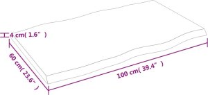 vidaXL vidaXL Blat ciemnobrązowy 100x60x(2-4) cm drewno z naturalną krawędzią 9