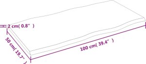 vidaXL vidaXL Blat stołu, ciemnobrązowy 100x50x2 cm dąb z naturalną krawędzią 7
