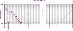 vidaXL vidaXL Ogrodzenie z siatki, z kotwami, zielone, 1,4x10 m 5
