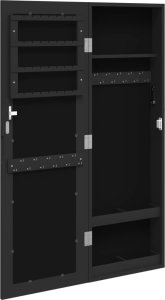 vidaXL vidaXL Wisząca szafka na biżuterię, z lustrem, czarna, 30x8,5x90 cm 5