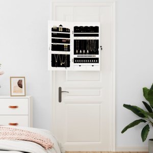 vidaXL vidaXL Wisząca szafka na biżuterię, z lustrem, biała, 37,5x10x67 cm 3