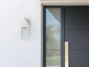 Kinkiet Beliani Lampa ścienna zewnętrzna biała FINDON 2