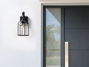 Kinkiet Beliani Lampa ścienna zewnętrzna czarna WOOLER 2