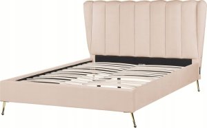 Beliani Łóżko welurowe 140 x 200 cm z portem USB beżowe MIRIBEL 4