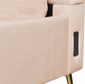 Beliani Łóżko welurowe 140 x 200 cm z portem USB beżowe MIRIBEL 7