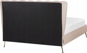 Beliani Łóżko welurowe 140 x 200 cm z portem USB beżowoszare MIRIBEL 2