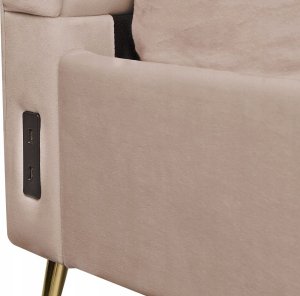 Beliani Łóżko welurowe 140 x 200 cm z portem USB beżowoszare MIRIBEL 5