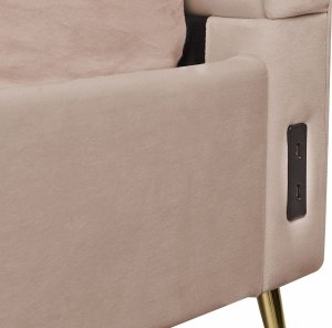 Beliani Łóżko welurowe 140 x 200 cm z portem USB beżowoszare MIRIBEL 6
