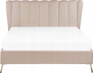 Beliani Łóżko welurowe 140 x 200 cm z portem USB beżowoszare MIRIBEL 9
