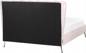 Beliani Łóżko welurowe 140 x 200 cm z portem USB różowe MIRIBEL 6