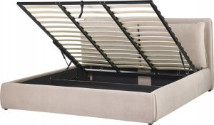 Beliani Łóżko z pojemnikiem welurowe 180 x 200 cm beżowe BAJONNA 2