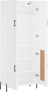 vidaXL vidaXL Witrynka, biała, 69,5x34x180 cm, materiał drewnopochodny 4