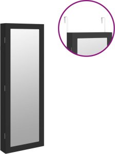 vidaXL vidaXL Szafka ścienna na biżuterię, z lustrem i LED, czarna 9