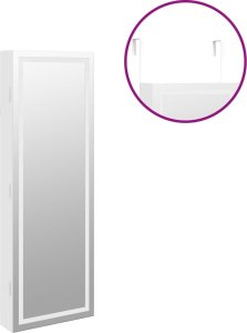 vidaXL vidaXL Szafka ścienna na biżuterię, z lustrem i LED, biała 9