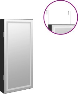 vidaXL vidaXL Szafka ścienna na biżuterię, z lustrem i LED, czarna 9