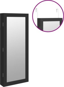 vidaXL vidaXL Szafka ścienna na biżuterię, z lustrem i LED, czarna 9