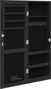 vidaXL vidaXL Szafka ścienna na biżuterię, z lustrem i LED, czarna 8