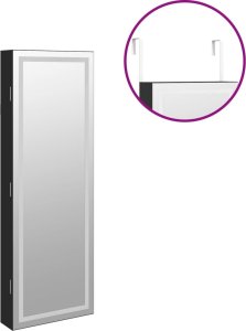 vidaXL vidaXL Szafka ścienna na biżuterię, z lustrem i LED, czarna 9