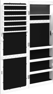 vidaXL vidaXL Szafka ścienna na biżuterię, z lustrem i LED, biała 7