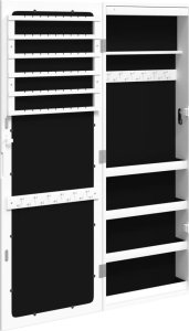 vidaXL vidaXL Szafka ścienna na biżuterię, z lustrem i LED, biała 8