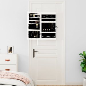 vidaXL vidaXL Szafka ścienna na biżuterię, z lustrem i LED, biała 3