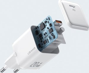 Ładowarka Usams USAMS Ład. siec. 1xUSB-C PD20W (only head) PD3.0 Fast Charging purpurowy/purple X-ron Series CC183TC03 (US-CC183) 7