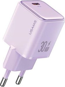 Ładowarka Usams USAMS Ład. siec. 1xUSB-C PD30W 3A (only head) PD3.0 Fast Charging purpurowy/purple X-ron Series CC186TC03 (US-CC186) 1