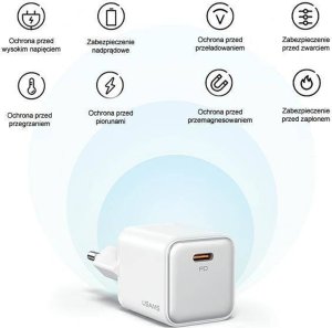 Ładowarka Usams USAMS Ład. siec. 1xUSB-C PD30W 3A (only head) PD3.0 Fast Charging purpurowy/purple X-ron Series CC186TC03 (US-CC186) 17