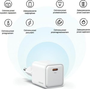 Ładowarka Usams USAMS Ład. siec. 1xUSB-C PD30W 3A (only head) PD3.0 Fast Charging purpurowy/purple X-ron Series CC186TC03 (US-CC186) 6