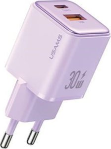 Ładowarka Usams USAMS Ład. siec. 1xUSB+1xUSB-C PD30W 3A (only head) PD3.0 Fast Charging purpurowy/purple X-ron Series CC189TC03 (US-CC189) 1