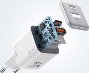 Ładowarka Usams USAMS Ład. siec. 1xUSB+1xUSB-C PD30W 3A (only head) PD3.0 Fast Charging purpurowy/purple X-ron Series CC189TC03 (US-CC189) 11