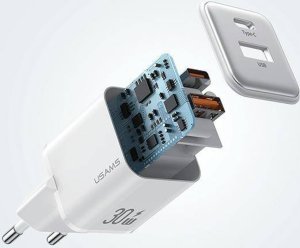 Ładowarka Usams USAMS Ład. siec. 1xUSB+1xUSB-C PD30W 3A (only head) PD3.0 Fast Charging purpurowy/purple X-ron Series CC189TC03 (US-CC189) 18