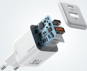 Ładowarka Usams USAMS Ład. siec. 1xUSB+1xUSB-C PD30W 3A (only head) PD3.0 Fast Charging purpurowy/purple X-ron Series CC189TC03 (US-CC189) 6