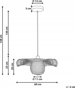 Lampa wisząca Beliani Lampa wisząca papierowa naturalna z zielonym PALBRA 13