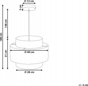 Lampa wisząca Beliani Lampa wisząca papierowa naturalna z zielonym PALBRA 16