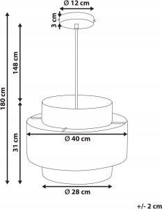Lampa wisząca Beliani Lampa wisząca papierowa naturalna z zielonym PALBRA 18