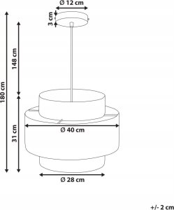 Lampa wisząca Beliani Lampa wisząca papierowa naturalna z zielonym PALBRA 6