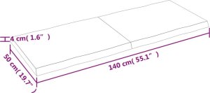vidaXL vidaXL Blat, jasnobrązowy 140x50x(2-4)cm drewno z naturalną krawędzią 10