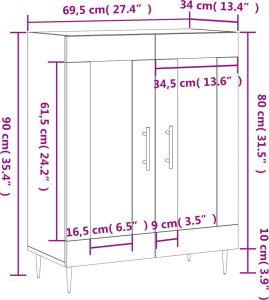 vidaXL Szafka, szarość betonu, 69,5x34x90 cm, materiał drewnopochodny 12