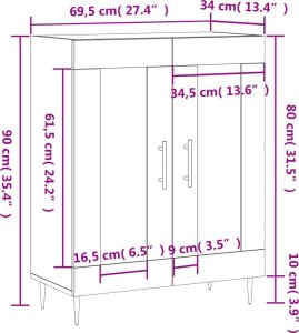 vidaXL Szafka, biała, 69,5x34x90 cm 11